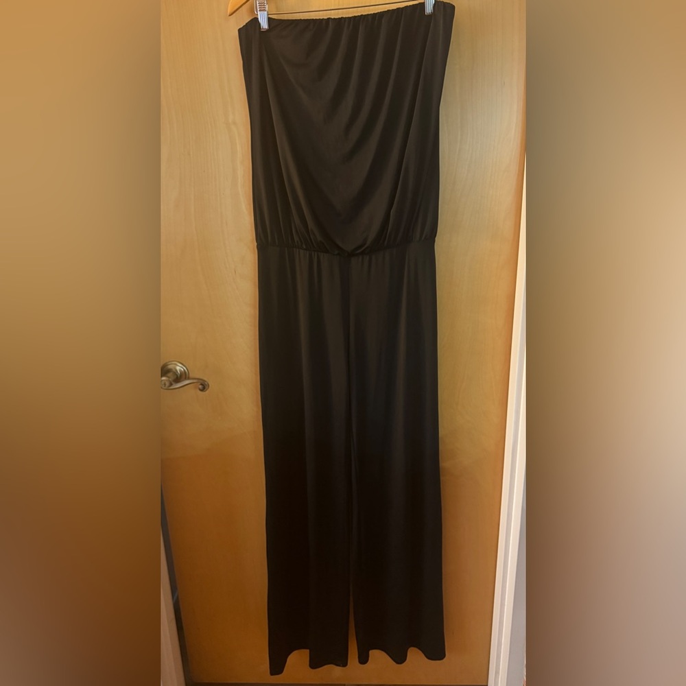 Arden B Black  Wide Leg Strapless Jumpsuit size Large